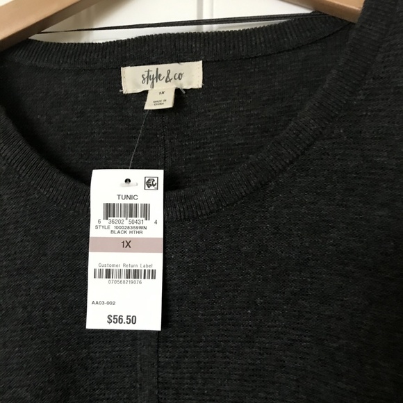 Style & Co Mixed Stitch Swing Hem Tunic Sweater - Picture 4 of 6